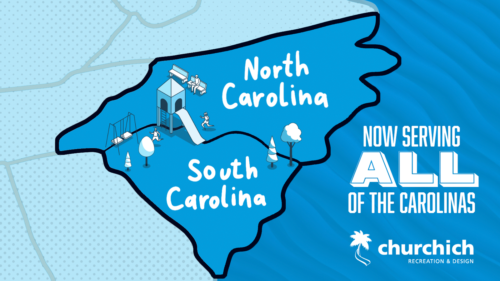 Graphic with both North and South Carolina states colored in blue