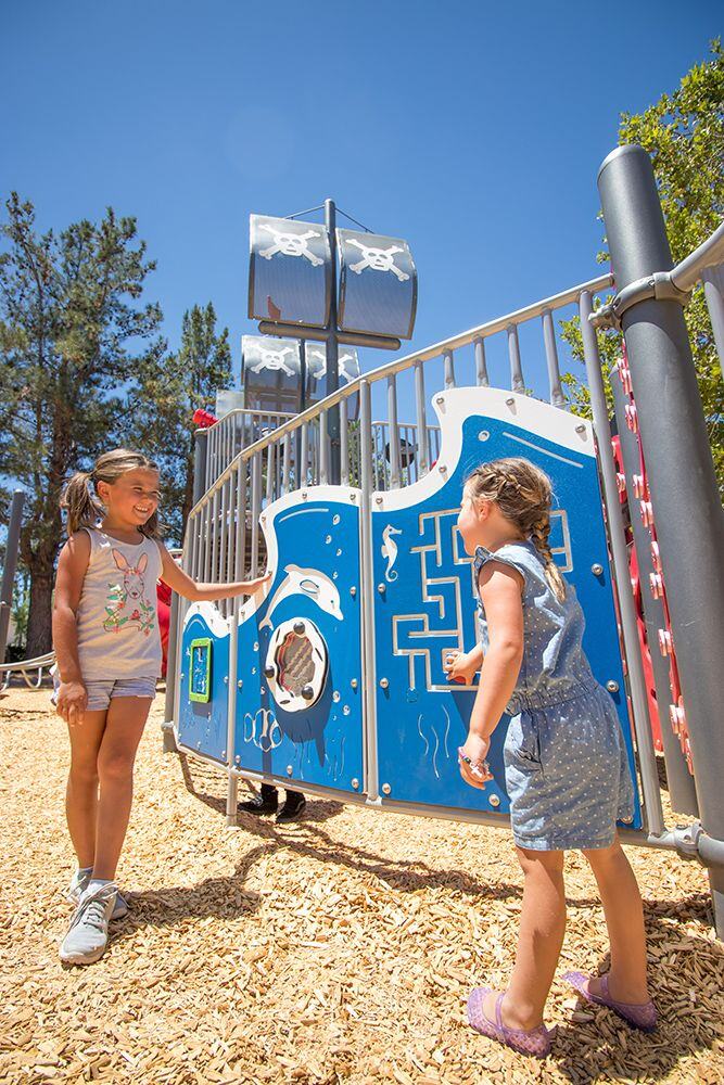 Girls playing on a playground