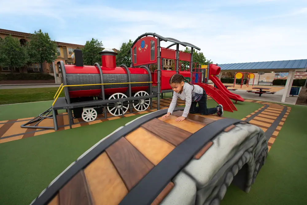 pretend train on playground